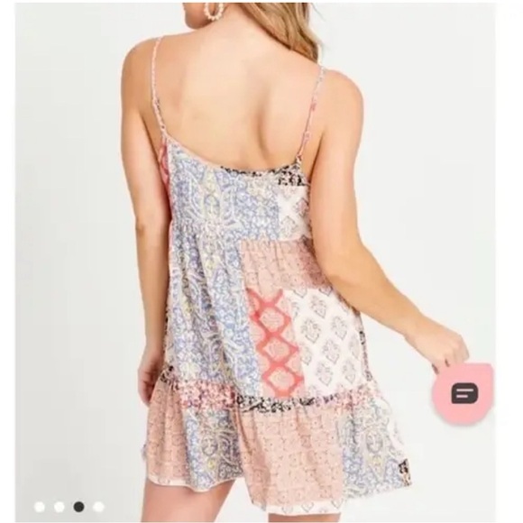 Altar’d State Out To Brunch Dress Women's Size XS Boho Patchwork Spaghetti Strap - Picture 10 of 10